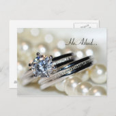 Verloving van ringen en parels Aankondiging Briefk (Voorkant / Achterkant)