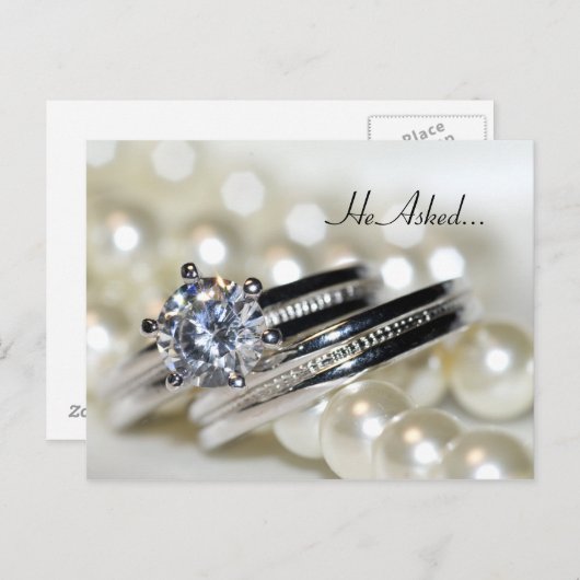 Verloving van ringen en parels Aankondiging Briefk (Voorkant / Achterkant)