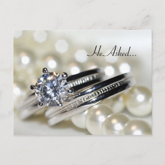 Verloving van ringen en parels Aankondiging Briefk (Voorkant)