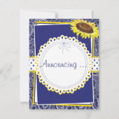 Verloving van Royal Blue en Yellow Sunflower Aankondiging (Voorkant)