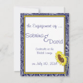 Verloving van Royal Blue en Yellow Sunflower Aankondiging (Achterkant)