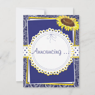 Verloving van Royal Blue en Yellow Sunflower Aankondiging