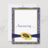 Verloving van Royal Blue en Yellow Sunflower Aankondiging (Voorkant)