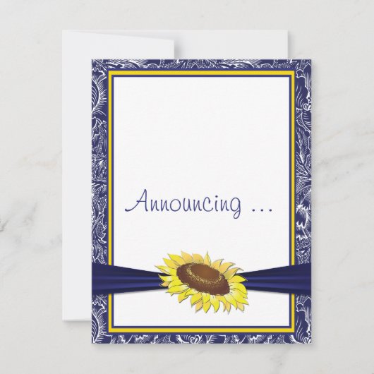 Verloving van Royal Blue en Yellow Sunflower Aankondiging (Voorkant)