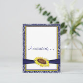 Verloving van Royal Blue en Yellow Sunflower Aankondiging (Staand voorkant)