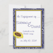 Verloving van Royal Blue en Yellow Sunflower Aankondiging (Achterkant)