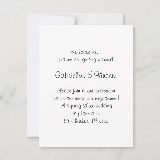 Verloving van White Daisy Petals Aankondiging (Achterkant)