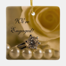 Verloving van witte rozen, van Ring en van parels Keramisch Ornament