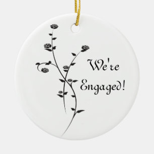 Verloving van zwarte en witte rozen keramisch ornament