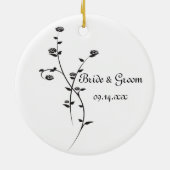 Verloving van zwarte en witte rozen keramisch ornament (Achterkant)
