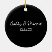 Verloving van zwarte en witte wintersneeuwvlokken keramisch ornament (Achterkant)