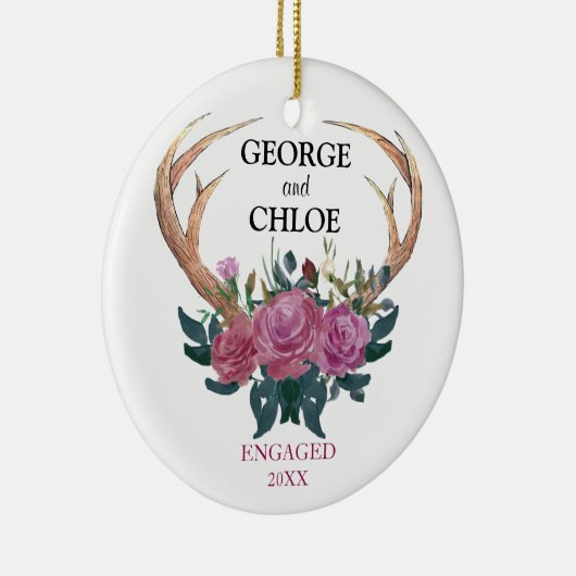 Verloving versieren | Eerste Kerstdag Antler-bloem Keramisch Ornament (Rechts)