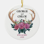 Verloving versieren | Eerste Kerstdag Antler-bloem Keramisch Ornament (Voorkant)