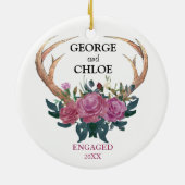 Verloving versieren | Eerste Kerstdag Antler-bloem Keramisch Ornament (Achterkant)