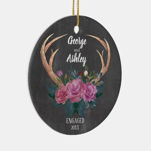 Verloving versieren | Eerste Kerstdag Antler-bloem Keramisch Ornament (Rechts)