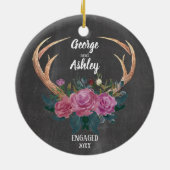 Verloving versieren | Eerste Kerstdag Antler-bloem Keramisch Ornament (Achterkant)