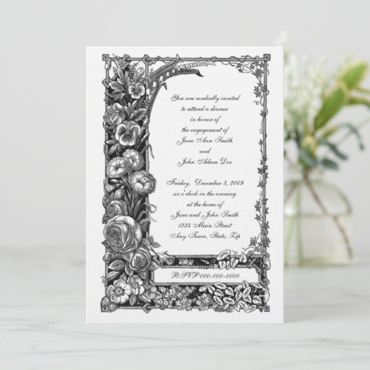 Verloving Victoriaans bloemen Kaart (Staand voorkant)