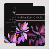 Verloving/Vivid Paars, Roze en Zwarte Bloem Kaart (Voorkant / Achterkant)