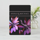 Verloving/Vivid Paars, Roze en Zwarte Bloem Kaart (Staand voorkant)