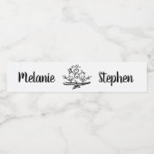 Verloving Vogels Zwart Wit Lovebirds Bruiloft Waterfles Etiket (Enkel label)