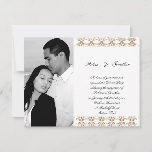 Verloving voor Black and Gold Gay Wedding Kaart (Voorkant)