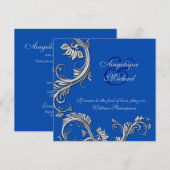 Verloving voor blauwe zilveren bruiloft kaart (Voorkant / Achterkant)