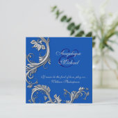 Verloving voor blauwe zilveren bruiloft kaart (Staand voorkant)