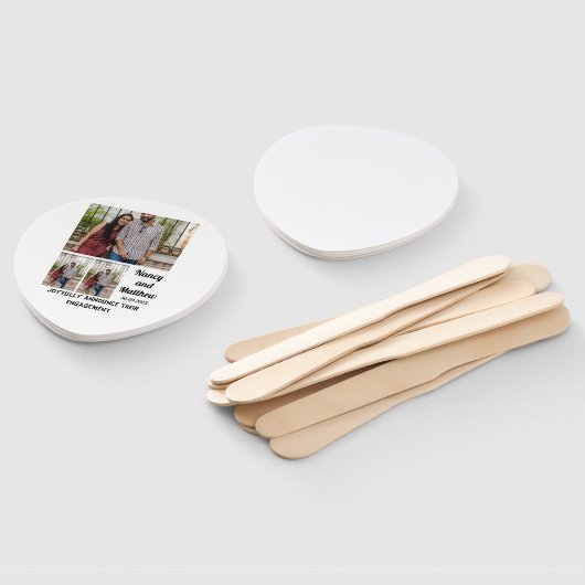 Verloving voor bruiloft aangepast 3Fotocollage Handwaaier (Niet-gemonteerd)