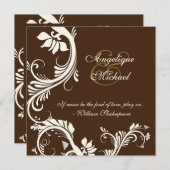 Verloving voor bruine ivoren bruiloft kaart (Voorkant / Achterkant)