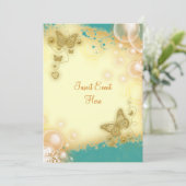 Verloving voor de blauwgroen goudbruiloft van vlin kaart (Staand voorkant)