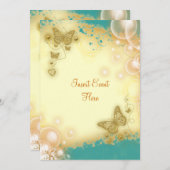 Verloving voor de blauwgroen goudbruiloft van vlin kaart (Voorkant / Achterkant)