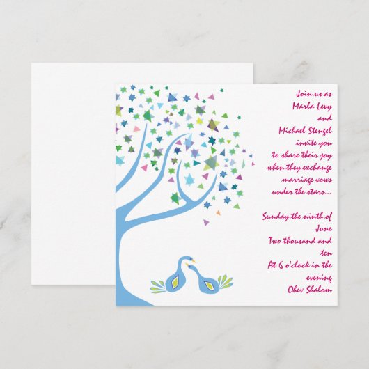 Verloving voor de uitnodiging van joodse huwelijke (Voorkant / Achterkant)