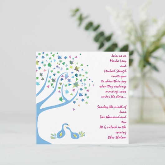 Verloving voor de uitnodiging van joodse huwelijke (Staand voorkant)