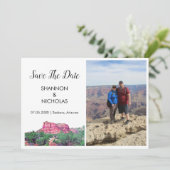 Verloving voor geborsteld gebergte waarop de datum save the date (Staand voorkant)