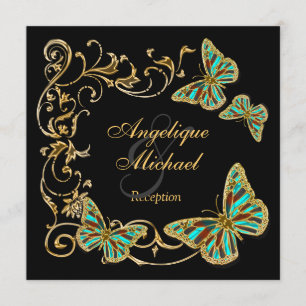 Verloving voor gouden zwarte vlinderophaling kaart