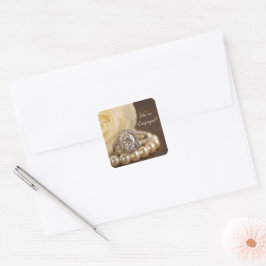 Verloving voor Oval Diamond Ring Envelope Vierkante Sticker