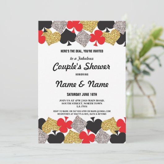 Verloving voor stelletjes Las Vegas Casino Party Kaart (Staand voorkant)