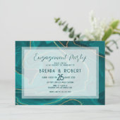 Verloving voor vloeibare turquoise save the date (Staand voorkant)