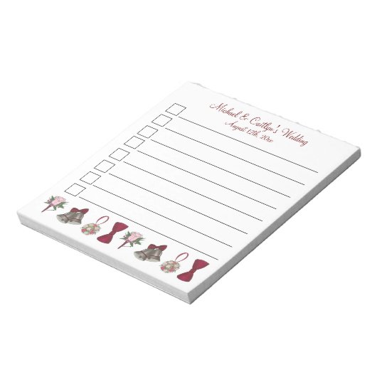 Verloving Vrijgezellenfeest Bouquet Bells Bow Notitieblok (Linkerzijde)