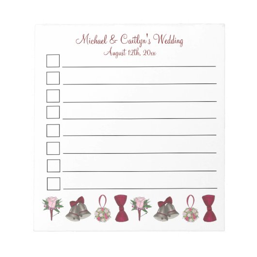 Verloving Vrijgezellenfeest Bouquet Bells Bow Notitieblok (Voorkant)