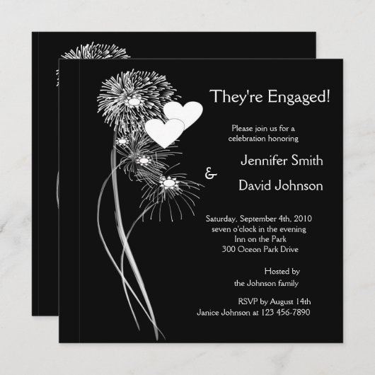 Verloving Vuurwerk Uitnodiging (Voorkant / Achterkant)