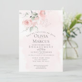 VERLOVING | Waterverf Blush Pink Flowers Kaart (Staand voorkant)