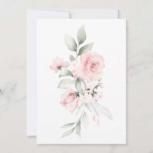 VERLOVING | Waterverf Blush Pink Flowers Kaart (Achterkant)