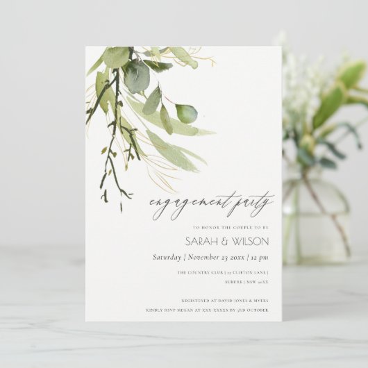 VERLOVING WATERVERF COOL LEAFY GREEN FOLIAGE KAART (Staand voorkant)