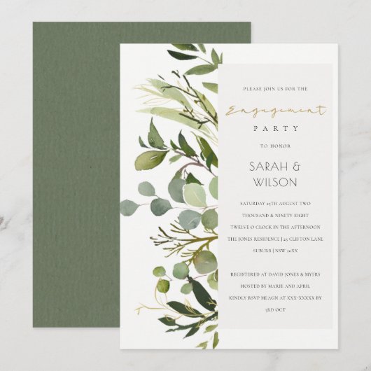 VERLOVING WATERVERF COOL LEAFY GREEN FOLIAGE KAART (Voorkant / Achterkant)