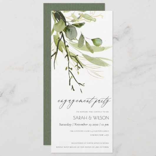 VERLOVING WATERVERF COOL LEAFY GREEN FOLIAGE KAART (Voorkant / Achterkant)