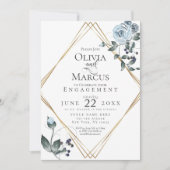 VERLOVING | Waterverf Dusty Blue Floral Kaart (Voorkant)