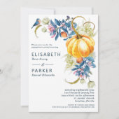 Verloving Waterverf Herfst pompoen uitnodiging (Voorkant)