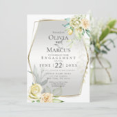 VERLOVING | Waterverf Ivory Yellow Blush Rozen Kaart (Staand voorkant)