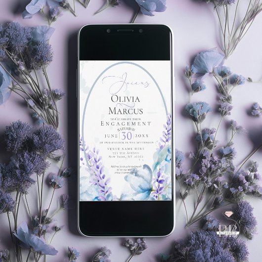 VERLOVING | Waterverf Lavender - Dusty Blue Kaart